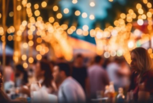 Summer Fest Event Party with People Blurred Background Illustration Generative AI